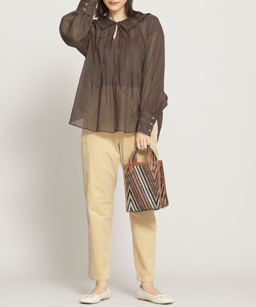 NANO universe（ナノユニバース）の「【WEB限定】コーデュロイテーパードパンツ（その他パンツ・レディース・ダークブラウン/キャメル/アイボリー・マルチサイズ）」の15枚目の写真