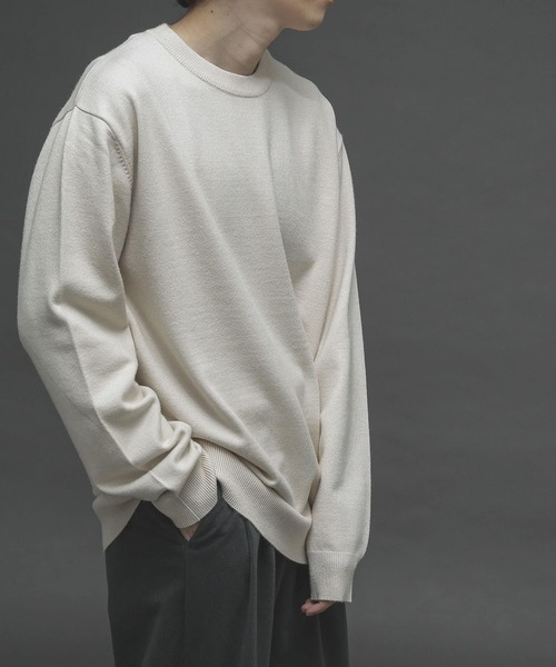 SENSE OF PLACE by URBAN RESEARCH（センスオブプレイスバイアーバンリサーチ）の「ストレッチクルーネックセーター（ニット/セーター・メンズ・ブルー/ブラウン/アイボリー/ライトベージュ/ブラック/ミント・LARGE/MEDIUM）」の2枚目の写真