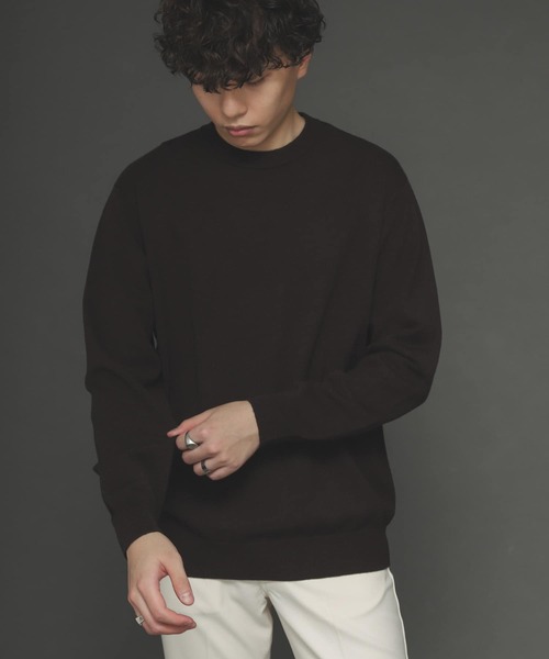 SENSE OF PLACE by URBAN RESEARCH（センスオブプレイスバイアーバンリサーチ）の「ストレッチクルーネックセーター（ニット/セーター・メンズ・ブルー/ブラウン/アイボリー/ライトベージュ/ブラック/ミント・LARGE/MEDIUM）」の16枚目の写真