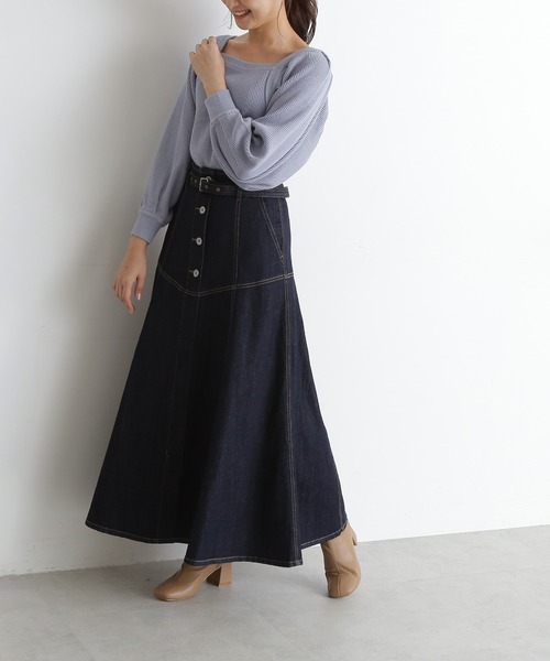 FREE'S MART（フリーズマート）の「【Sシリーズ対応】ヨークフレアデニムスカート（スカート・レディース・ホワイト系その他/ベージュ系その他/ダークネイビー・SMALL/MEDIUM）」の3枚目の写真