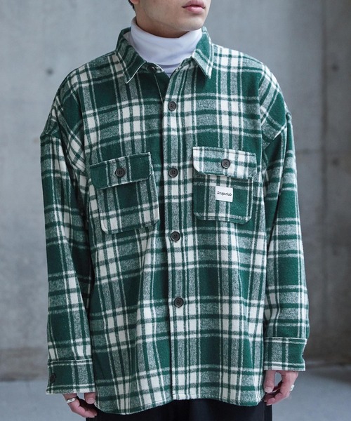 Snap club】オーバーサイズ ネルチェックCPOジャケット（ブルゾン