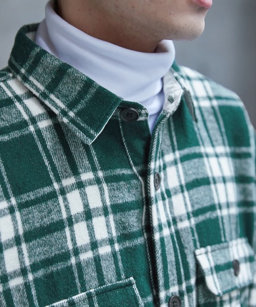Snap club(スナップクラブ)の「【Snap club】オーバーサイズ ネルチェックCPOジャケット(ブルゾン・メンズ・ブルー系その他/ブラック系その他/ベージュ系その他/グリーン系その他・L/M)」の20枚目の写真