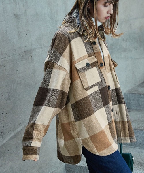 Snap club(スナップクラブ)の「【Snap club】オーバーサイズ ネルチェックCPOジャケット(ブルゾン・メンズ・ブルー系その他/ブラック系その他/ベージュ系その他/グリーン系その他・L/M)」の14枚目の写真