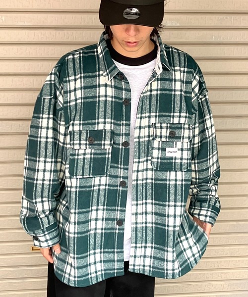 Snap club】オーバーサイズ ネルチェックCPOジャケット（ブルゾン