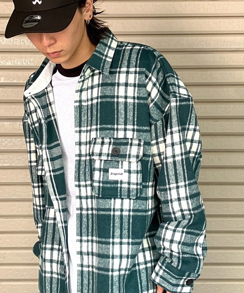 Snap club(スナップクラブ)の「【Snap club】オーバーサイズ ネルチェックCPOジャケット(ブルゾン・メンズ・ブルー系その他/ブラック系その他/ベージュ系その他/グリーン系その他・L/M)」の5枚目の写真
