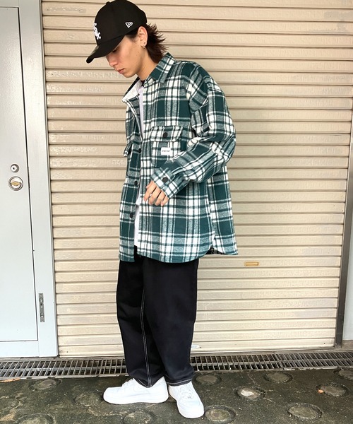 Snap club(スナップクラブ)の「【Snap club】オーバーサイズ ネルチェックCPOジャケット(ブルゾン・メンズ・ブルー系その他/ブラック系その他/ベージュ系その他/グリーン系その他・L/M)」の9枚目の写真