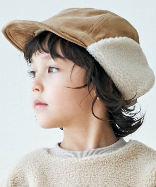 apres les cours(アプレレクール)の「イヤーフラップ付きキャップ(キャップ・キッズ・ベージュ/チェック・50/58/54)」の1枚目の写真