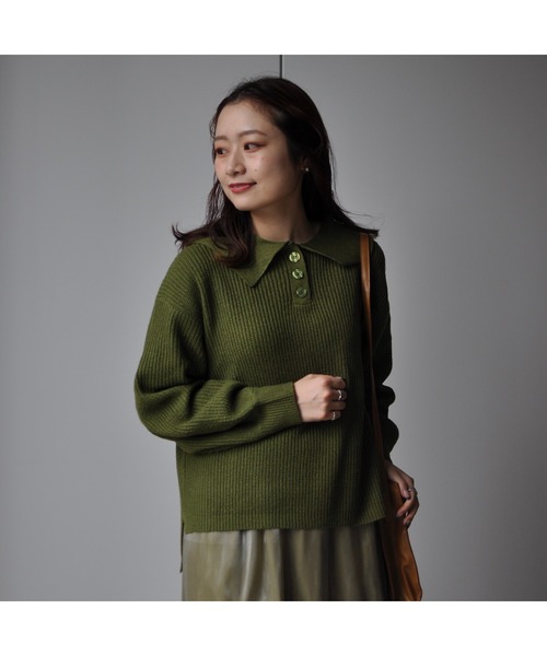 CPCM（シーピーシーエム）の「セーラーカラーニットプルーバー（ニット/セーター・レディース・ベージュ/ブラック/グリーン系その他・FREE）」の3枚目の写真