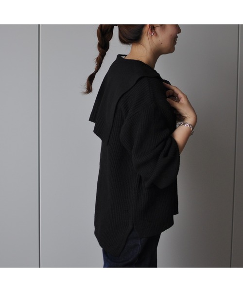 CPCM（シーピーシーエム）の「セーラーカラーニットプルーバー（ニット/セーター・レディース・ベージュ/ブラック/グリーン系その他・FREE）」の5枚目の写真