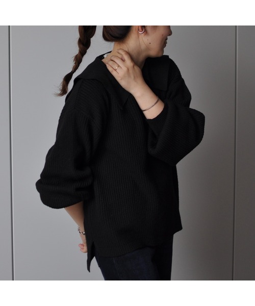 CPCM（シーピーシーエム）の「セーラーカラーニットプルーバー（ニット/セーター・レディース・ベージュ/ブラック/グリーン系その他・FREE）」の6枚目の写真