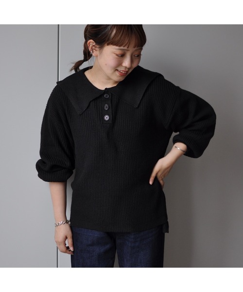 CPCM（シーピーシーエム）の「セーラーカラーニットプルーバー（ニット/セーター・レディース・ベージュ/ブラック/グリーン系その他・FREE）」の10枚目の写真