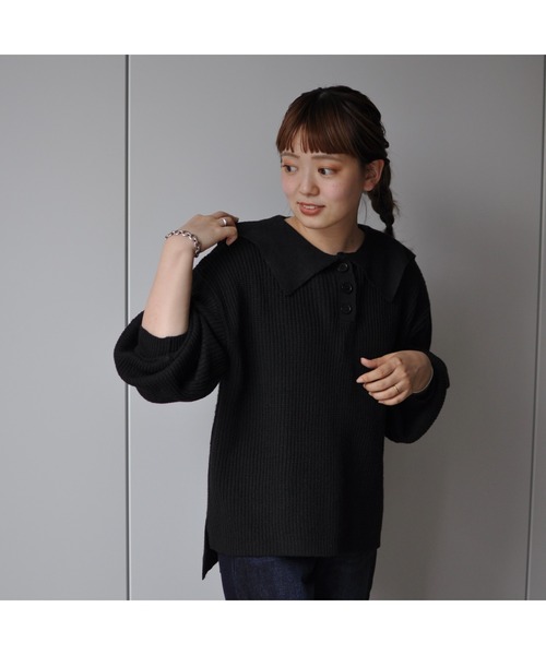 CPCM（シーピーシーエム）の「セーラーカラーニットプルーバー（ニット/セーター・レディース・ベージュ/ブラック/グリーン系その他・FREE）」の11枚目の写真