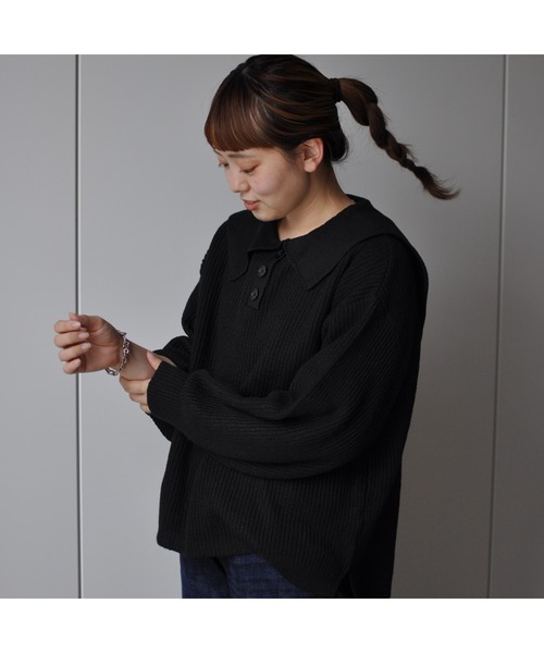 CPCM（シーピーシーエム）の「セーラーカラーニットプルーバー（ニット/セーター・レディース・ベージュ/ブラック/グリーン系その他・FREE）」の13枚目の写真