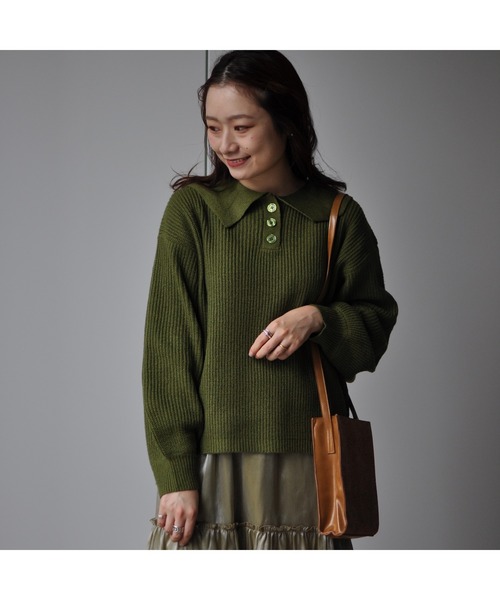 CPCM（シーピーシーエム）の「セーラーカラーニットプルーバー（ニット/セーター・レディース・ベージュ/ブラック/グリーン系その他・FREE）」の18枚目の写真