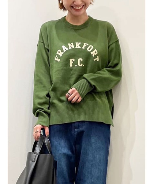 Lugnoncure（ルノンキュール）の「ロゴプリントニット（ニット/セーター・レディース・オフホワイト/グリーン/チャコール・ﾌﾘ-）」の3枚目の写真