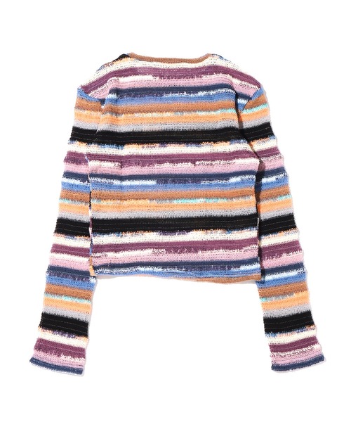 atmos pink（アトモスピンク）の「atmos pink ボーダーミニ丈トップス（Tシャツ/カットソー・レディース・イエロー/ピンク・FREE）」の6枚目の写真