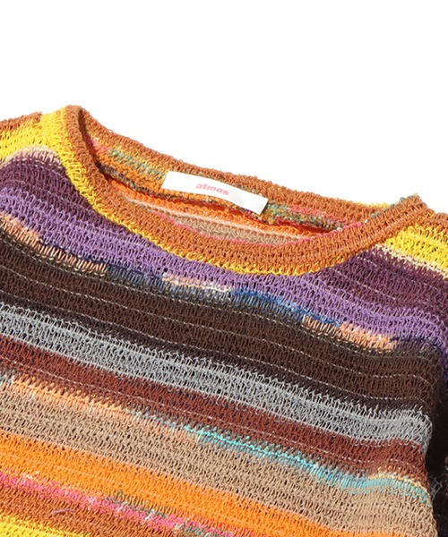 atmos pink（アトモスピンク）の「atmos pink ボーダーミニ丈トップス（Tシャツ/カットソー・レディース・イエロー/ピンク・FREE）」の10枚目の写真