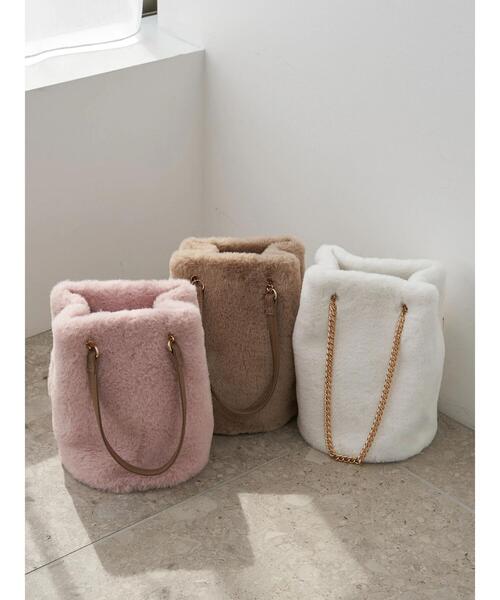 earth music&ecology(アースミュージックアンドエコロジー)の「ファー巾着バッグ *(ハンドバッグ・レディース・ブラウン/ピンク/アイボリー・FREE)」の22枚目の写真