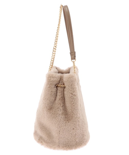 earth music&ecology(アースミュージックアンドエコロジー)の「ファー巾着バッグ *(ハンドバッグ・レディース・ブラウン/ピンク/アイボリー・FREE)」の8枚目の写真