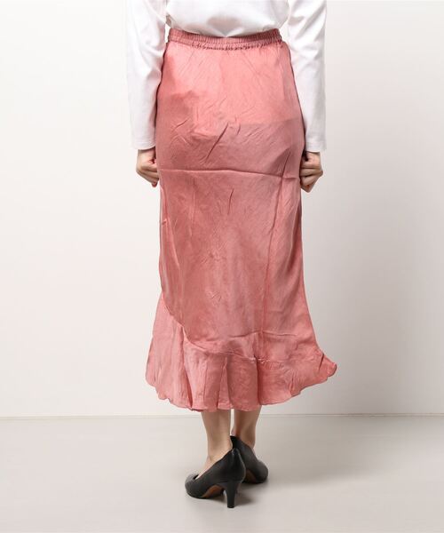 MADEMOISELLE ROPE'（マドモアゼル ロペ）の「【MES DEMOISELLE】ラッフルタイトスカート（スカート・レディース・チャコールグレー/ピンク・FREE）」の4枚目の写真