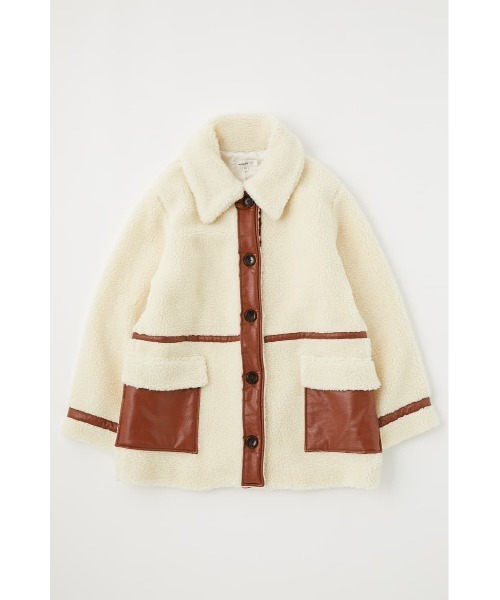 MOUSSY(マウジー)の「BOXY BOA MIDDLE コート(ムートンコート・レディース・ベージュ/ブラック/アイボリー・FREE)」の9枚目の写真