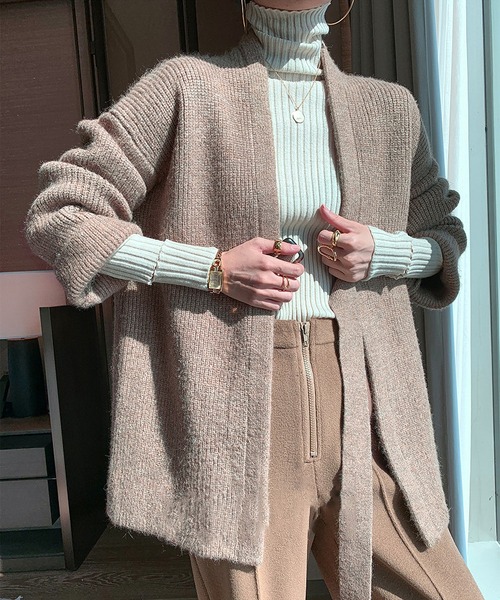 MAISON DE THERESE（メゾン ド テレーズ）の「ベルト付きなカーディガン（カーディガン/ボレロ・レディース・モカ/グレー/ダークグレー・FREE）」の20枚目の写真