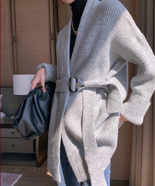 MAISON DE THERESE（メゾン ド テレーズ）の「ベルト付きなカーディガン（カーディガン/ボレロ・レディース・モカ/グレー/ダークグレー・FREE）」の12枚目の写真