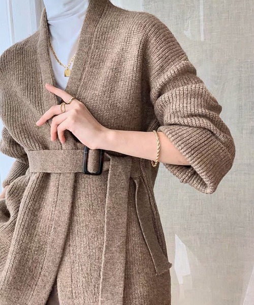 MAISON DE THERESE（メゾン ド テレーズ）の「ベルト付きなカーディガン（カーディガン/ボレロ・レディース・モカ/グレー/ダークグレー・FREE）」の22枚目の写真