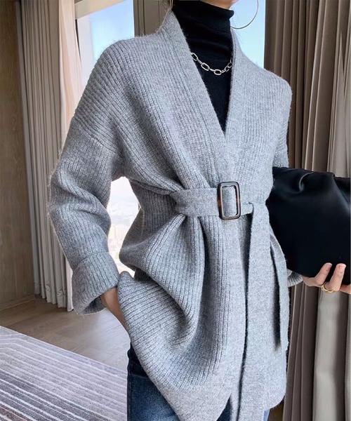 MAISON DE THERESE（メゾン ド テレーズ）の「ベルト付きなカーディガン（カーディガン/ボレロ・レディース・モカ/グレー/ダークグレー・FREE）」の11枚目の写真