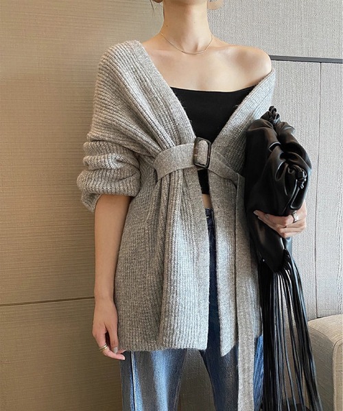 MAISON DE THERESE（メゾン ド テレーズ）の「ベルト付きなカーディガン（カーディガン/ボレロ・レディース・モカ/グレー/ダークグレー・FREE）」の13枚目の写真