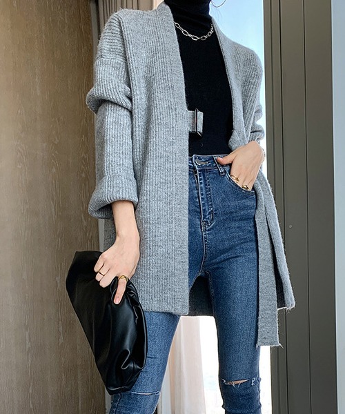 MAISON DE THERESE（メゾン ド テレーズ）の「ベルト付きなカーディガン（カーディガン/ボレロ・レディース・モカ/グレー/ダークグレー・FREE）」の7枚目の写真