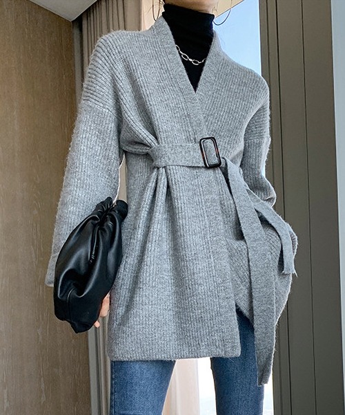 MAISON DE THERESE（メゾン ド テレーズ）の「ベルト付きなカーディガン（カーディガン/ボレロ・レディース・モカ/グレー/ダークグレー・FREE）」の9枚目の写真