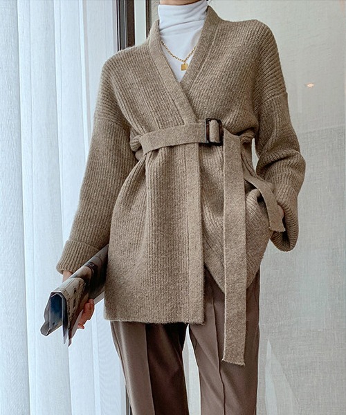 MAISON DE THERESE（メゾン ド テレーズ）の「ベルト付きなカーディガン（カーディガン/ボレロ・レディース・モカ/グレー/ダークグレー・FREE）」の19枚目の写真