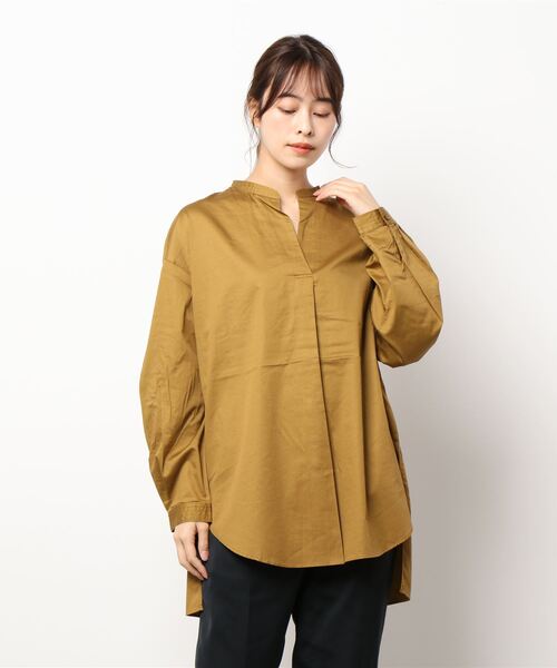 AMERICAN HOLIC(アメリカンホリック)の「綿サテンスキッパーバックボタンシャツ(シャツ/ブラウス・レディース・サックスブルー/アイボリー/キャメル・M/L)」の4枚目の写真