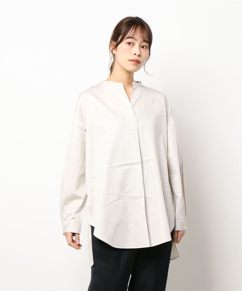 AMERICAN HOLIC(アメリカンホリック)の「綿サテンスキッパーバックボタンシャツ(シャツ/ブラウス・レディース・サックスブルー/アイボリー/キャメル・M/L)」の5枚目の写真