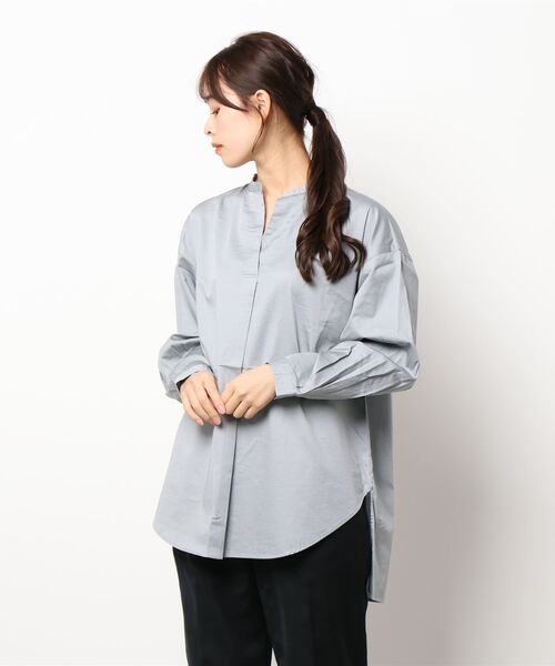 AMERICAN HOLIC(アメリカンホリック)の「綿サテンスキッパーバックボタンシャツ(シャツ/ブラウス・レディース・サックスブルー/アイボリー/キャメル・M/L)」の6枚目の写真
