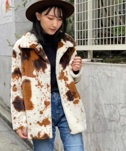 マイケルコース　フェイクファージャケット　ブラウン系　1446 マイケルコース フェイクファージャケット ブラウン系 1446