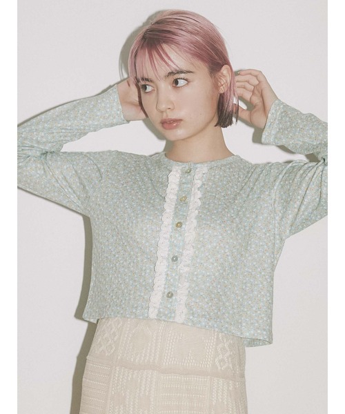 merry jenny（メリージェニー）の「flowerフリルレースカーディガン（カーディガン/ボレロ・レディース・グリーン/ブルー/イエロー・FREE）」の2枚目の写真
