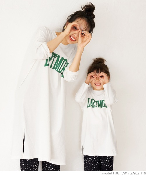 coca(coca)(コカ)の「キッズ 親子お揃いビッグシルエットプリントチュニック(チュニック・キッズ・チャコールグレー/グレー/ホワイト・110/120/100/130)」の5枚目の写真