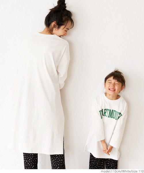 coca(coca)(コカ)の「キッズ 親子お揃いビッグシルエットプリントチュニック(チュニック・キッズ・チャコールグレー/グレー/ホワイト・110/120/100/130)」の11枚目の写真
