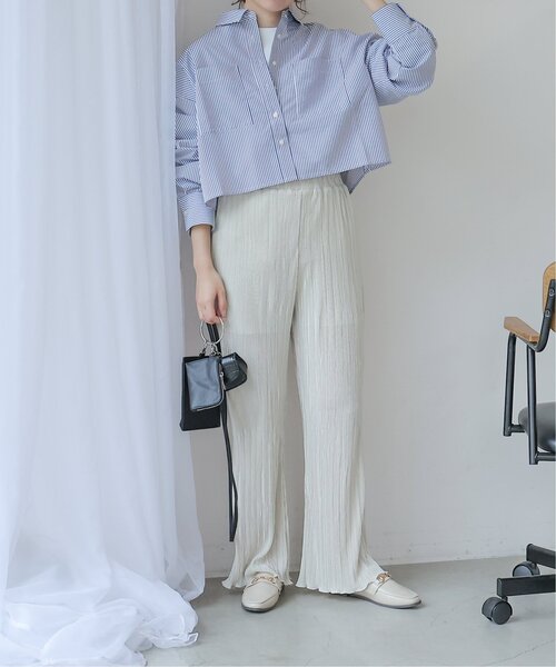 frames RAY CASSIN（フレームスレイカズン）の「サテンミニプリーツパンツ（その他パンツ・レディース・キナリ/グレイッシュベージュ/モカ・FREE）」の5枚目の写真