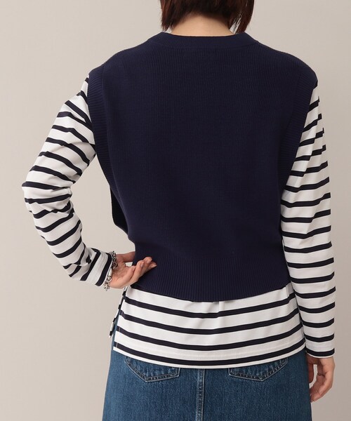 UNTITLED(アンタイトル)の「◆コットンシルク ニットベスト【洗える】(ニット/セーター・レディース・ブルー/ホワイト系・04/48/00/44/02)」の6枚目の写真