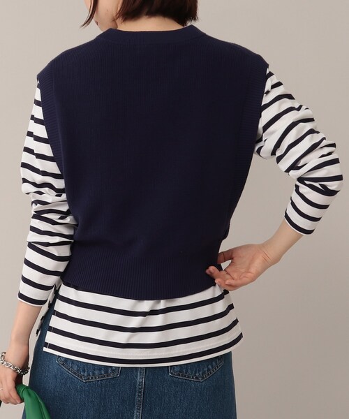 UNTITLED(アンタイトル)の「◆コットンシルク ニットベスト【洗える】(ニット/セーター・レディース・ブルー/ホワイト系・04/48/00/44/02)」の11枚目の写真