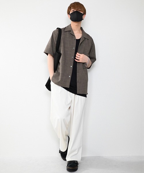 CLEL(クレイル)の「【CLEL】Linen-Touch Loose Half Sleeve Open Collar Shirt / リネンタッチ ルーズ 半袖オープンカラーシャツ(シャツ/ブラウス・メンズ・カーキブラウン/グレー系その他/グレイッシュベージュ・S/M/L)」の12枚目の写真