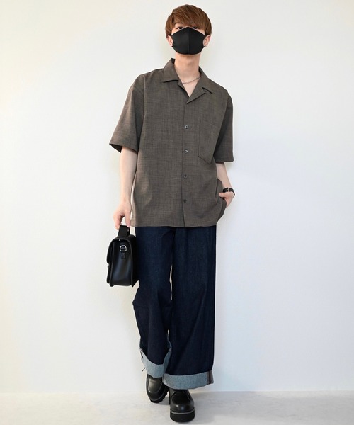 CLEL(クレイル)の「【CLEL】Linen-Touch Loose Half Sleeve Open Collar Shirt / リネンタッチ ルーズ 半袖オープンカラーシャツ(シャツ/ブラウス・メンズ・カーキブラウン/グレー系その他/グレイッシュベージュ・S/M/L)」の13枚目の写真