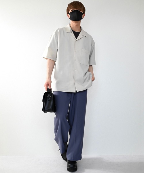 CLEL(クレイル)の「【CLEL】Linen-Touch Loose Half Sleeve Open Collar Shirt / リネンタッチ ルーズ 半袖オープンカラーシャツ(シャツ/ブラウス・メンズ・カーキブラウン/グレー系その他/グレイッシュベージュ・S/M/L)」の17枚目の写真