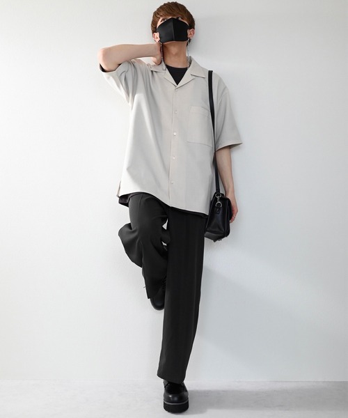 CLEL(クレイル)の「【CLEL】Linen-Touch Loose Half Sleeve Open Collar Shirt / リネンタッチ ルーズ 半袖オープンカラーシャツ(シャツ/ブラウス・メンズ・カーキブラウン/グレー系その他/グレイッシュベージュ・S/M/L)」の21枚目の写真