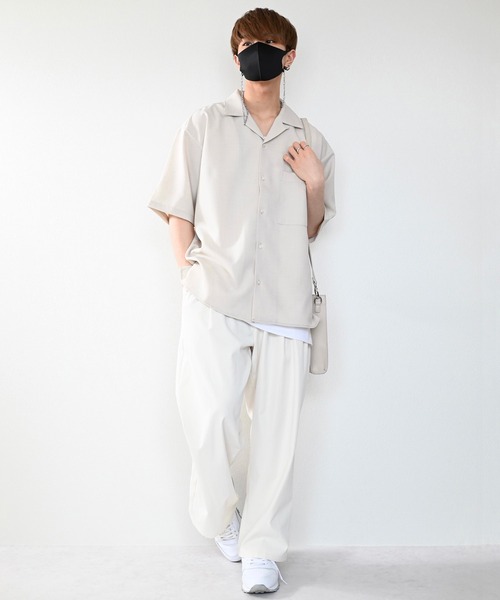 CLEL(クレイル)の「【CLEL】Linen-Touch Loose Half Sleeve Open Collar Shirt / リネンタッチ ルーズ 半袖オープンカラーシャツ(シャツ/ブラウス・メンズ・カーキブラウン/グレー系その他/グレイッシュベージュ・S/M/L)」の22枚目の写真