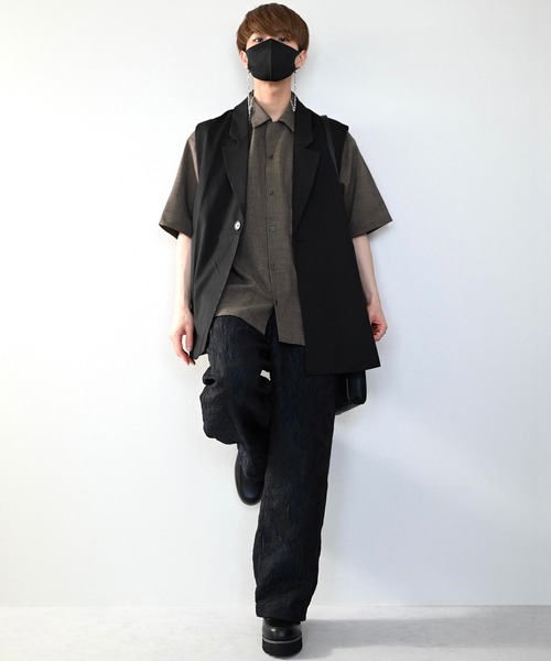 CLEL(クレイル)の「【CLEL】Linen-Touch Loose Half Sleeve Open Collar Shirt / リネンタッチ ルーズ 半袖オープンカラーシャツ(シャツ/ブラウス・メンズ・カーキブラウン/グレー系その他/グレイッシュベージュ・S/M/L)」の7枚目の写真