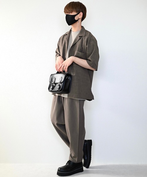 CLEL(クレイル)の「【CLEL】Linen-Touch Loose Half Sleeve Open Collar Shirt / リネンタッチ ルーズ 半袖オープンカラーシャツ(シャツ/ブラウス・メンズ・カーキブラウン/グレー系その他/グレイッシュベージュ・S/M/L)」の9枚目の写真